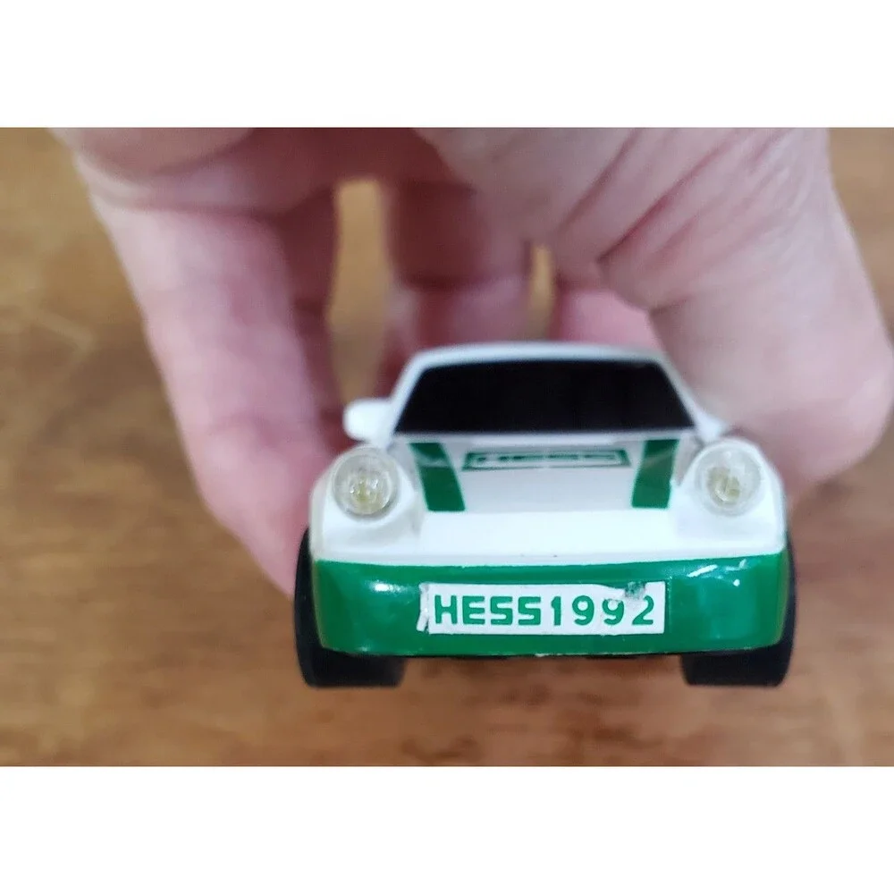 HESS Gasoline Toy Race Car White Green Logo Friction Action 1992 VTG Not Tested